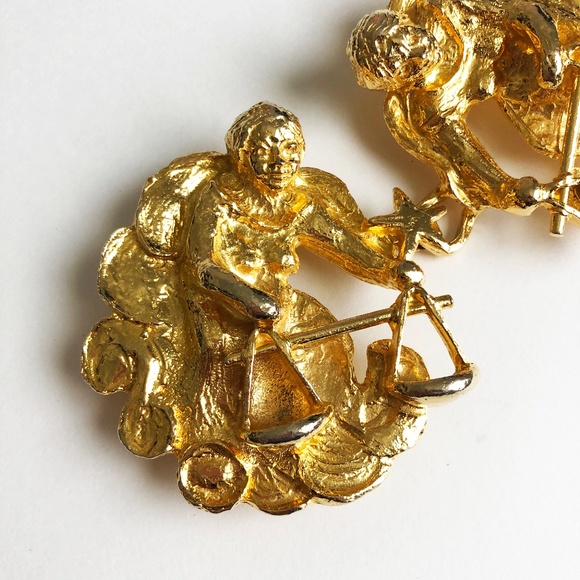 Vintage Mimi di N Belt Buckle Statement Piece Zodiac Libra Oversized Rare HTF main image 5